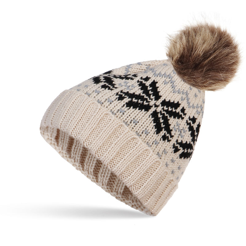 Christmas Knitted Hat With Plush Ball