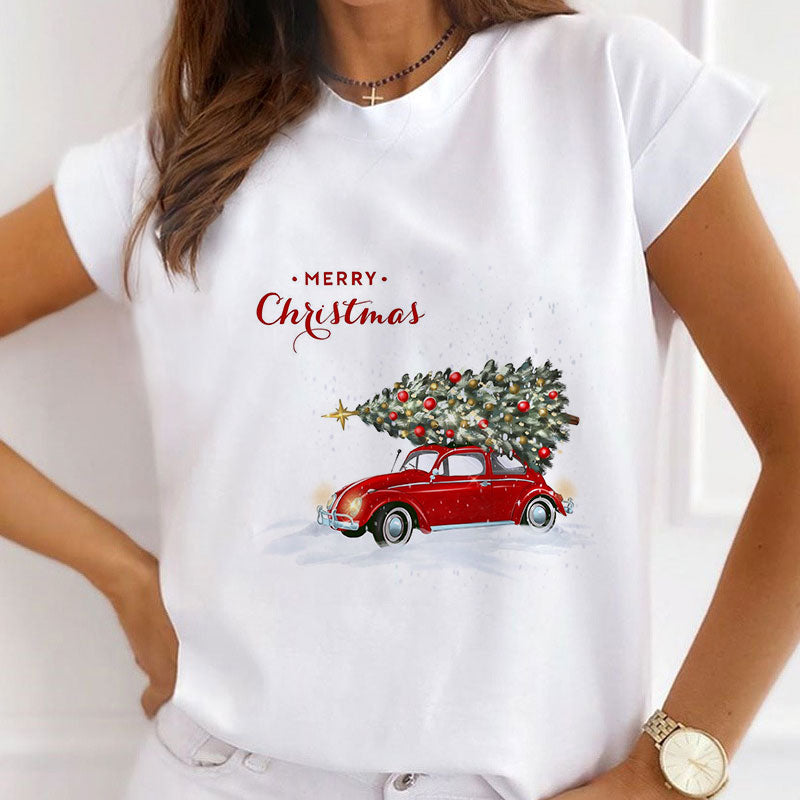 Merry Christmas Women White T-Shirt H