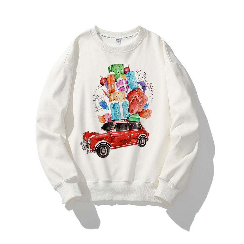 Hello Christmas O-Neck White Sweater E