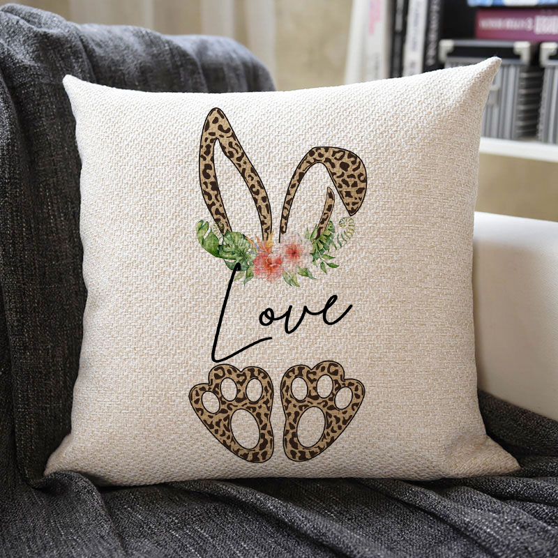 Cute Rabbit Linen Pillowcase