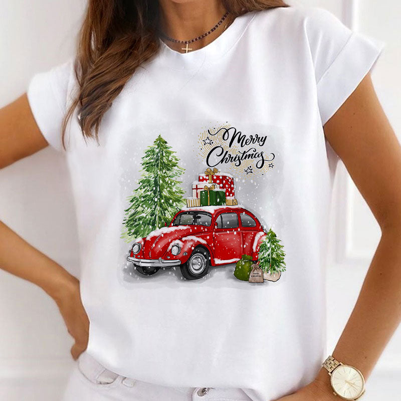 HAPPY Christmas Women White T-Shirt U