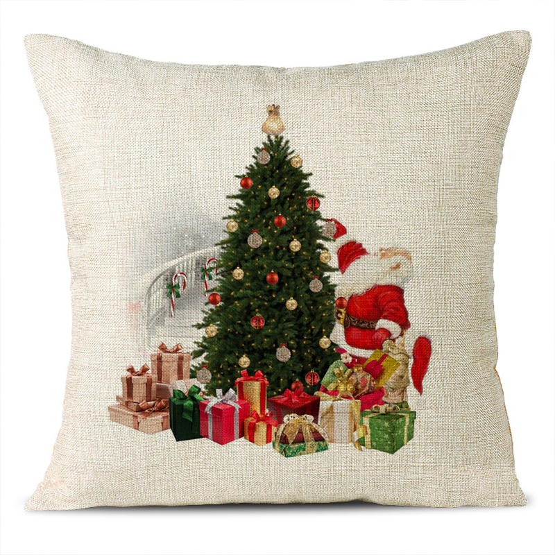 Christmas Themed Linen Pillowcase