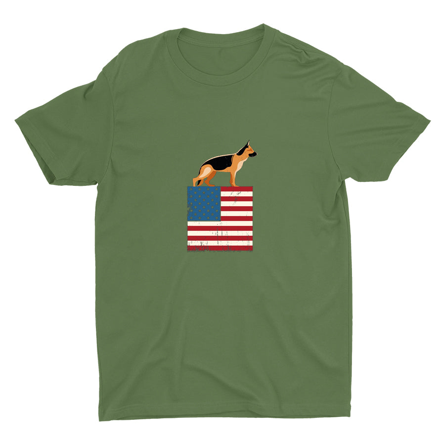 Patriotic German Shepherd Cotton Tee