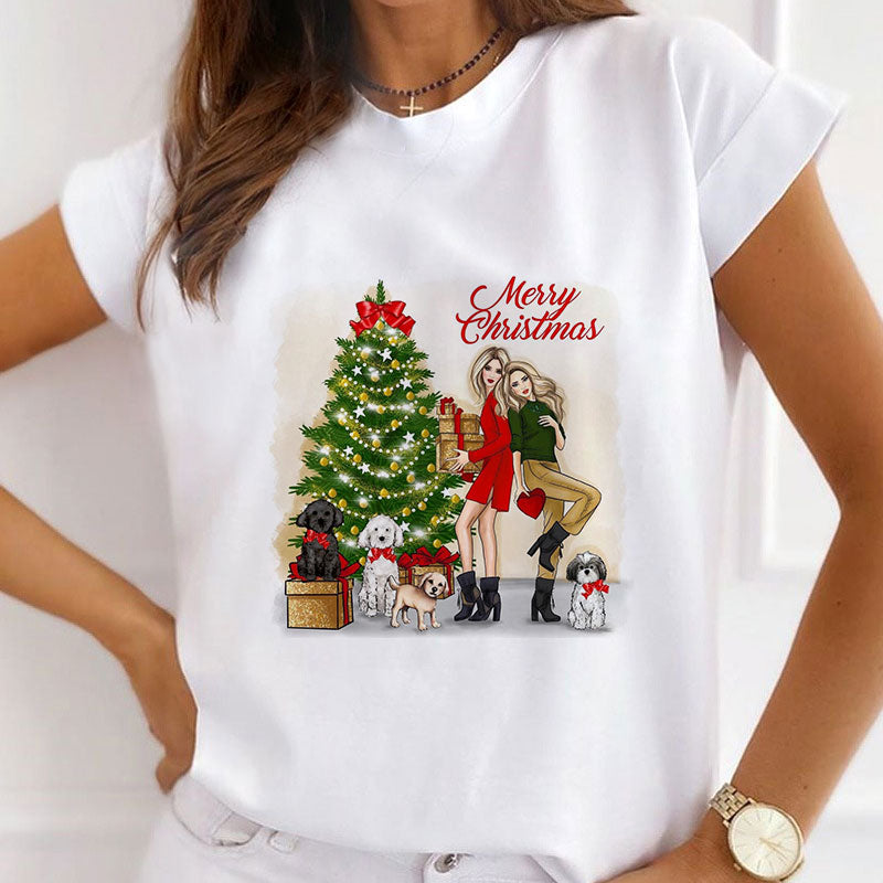 HELLO 2021 Christmas Women White T-Shirt L