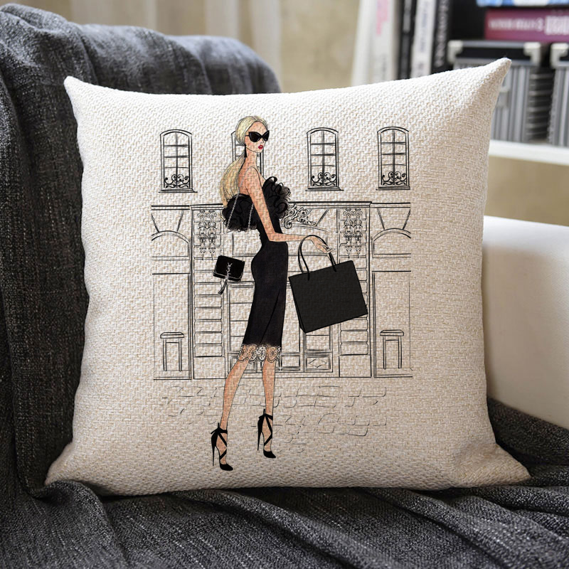 Fashion Delicate Girl Linen Pillowcase