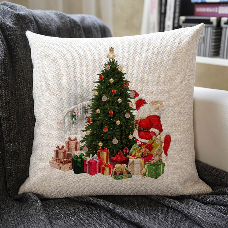 Christmas Themed Linen Pillowcase