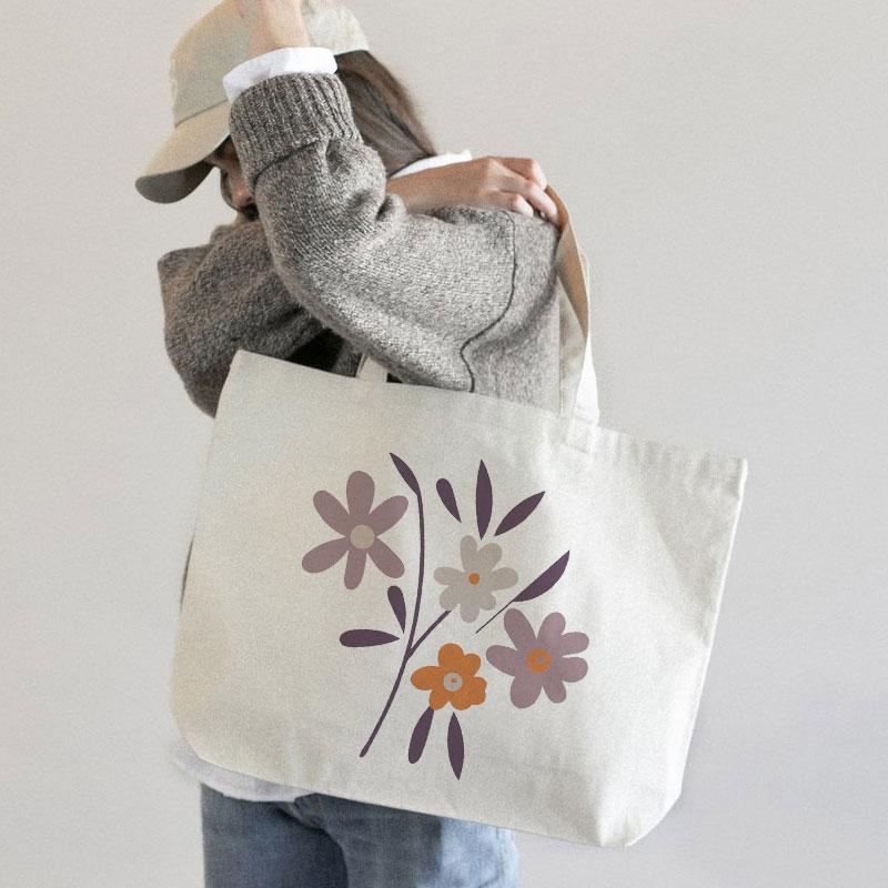 PURPLE DAISY CANVAS BAG