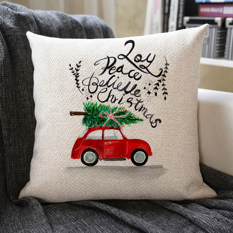 Christmas Themed Linen Pillowcase