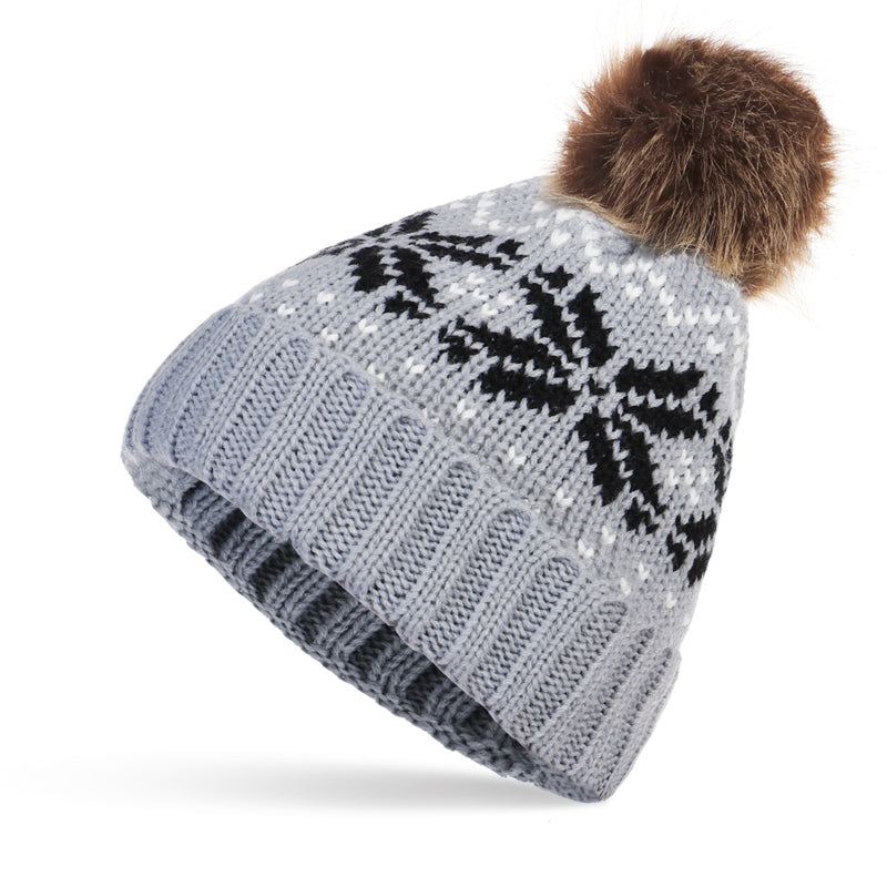 Christmas Knitted Hat With Plush Ball