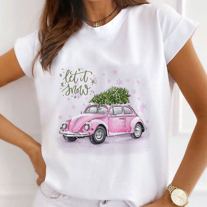 HAPPY Christmas Women White T-Shirt W