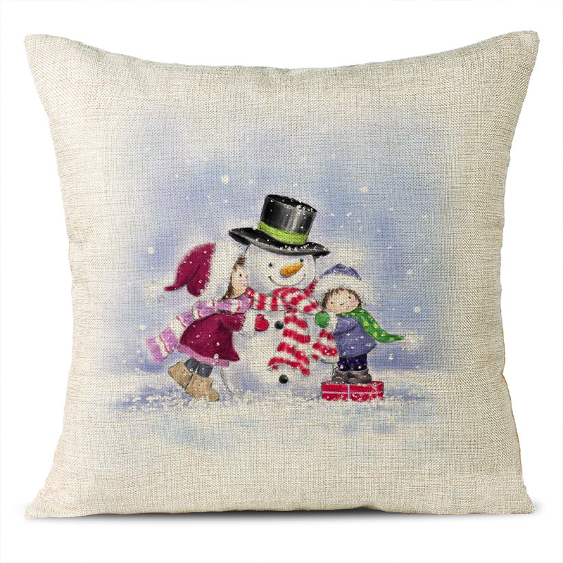 Christmas Themed Linen Pillowcase