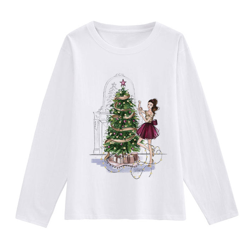HAPPY Christmas Women White T-Shirt U