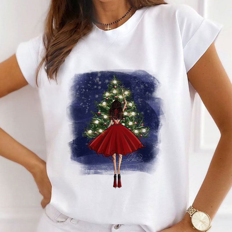 HELLO 2021 Christmas Women White T-Shirt M