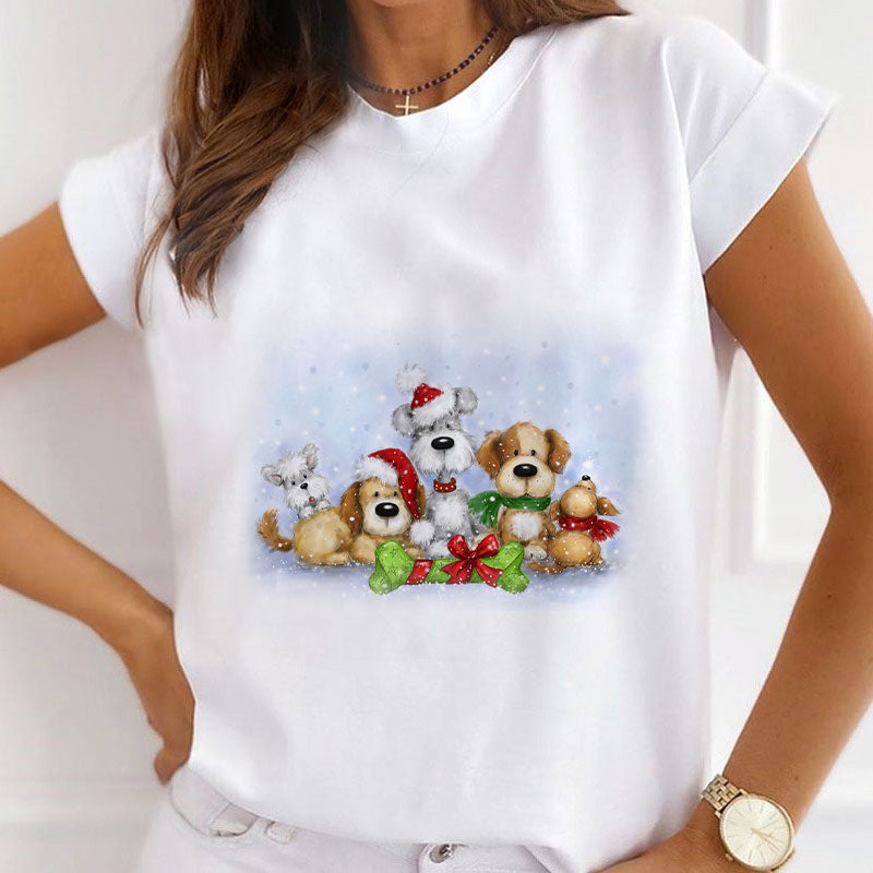 HAPPY Christmas Ladies White T-Shirt R