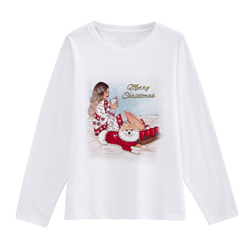 Hello Christmas Women White T-Shirt S