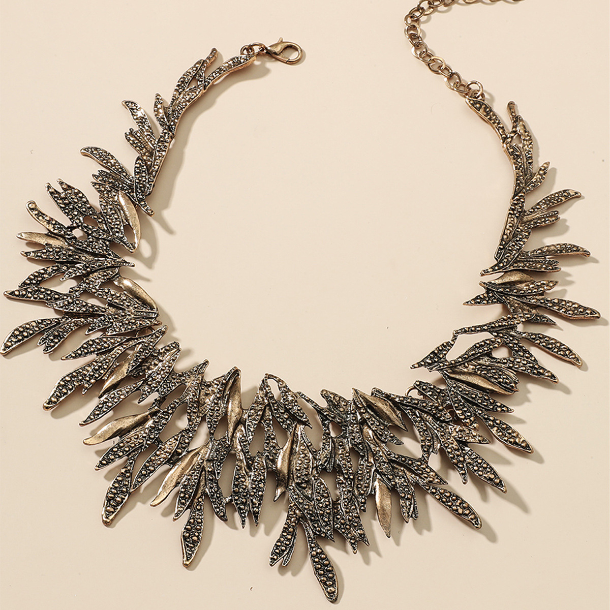 Antique gold leaf wreath necklace