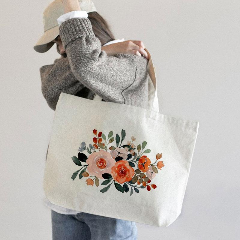 COLORFUL FLORAL CANVAS BAG