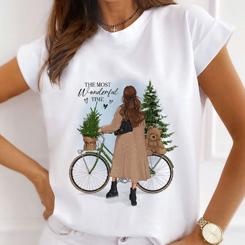 2021 Fashion Christmas White Shirt For Ladies L