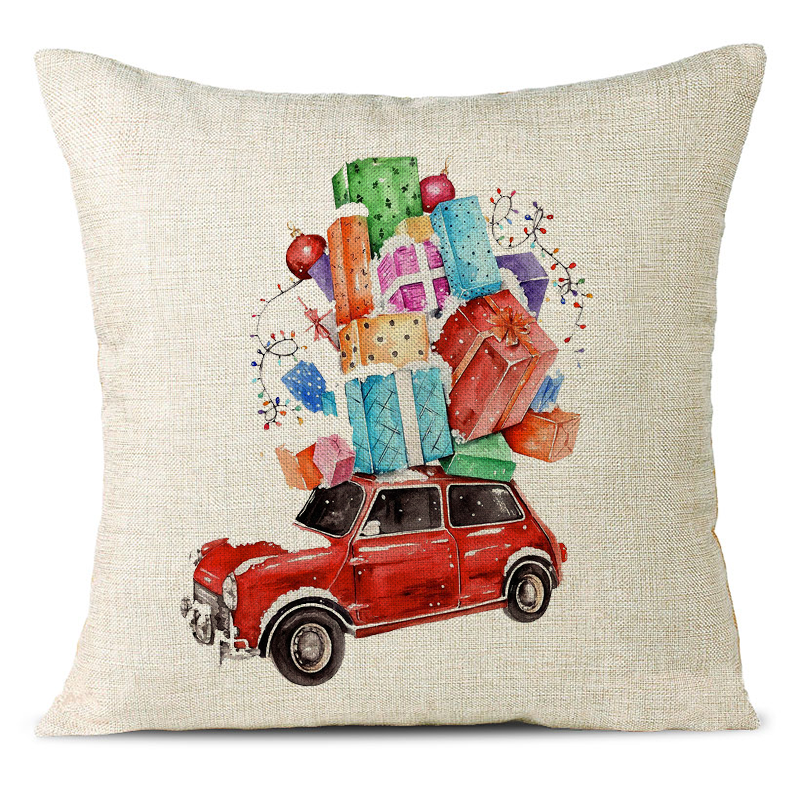 Christmas Themed Linen Pillowcase