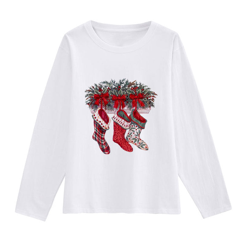 HAPPY Christmas Women White T-Shirt K
