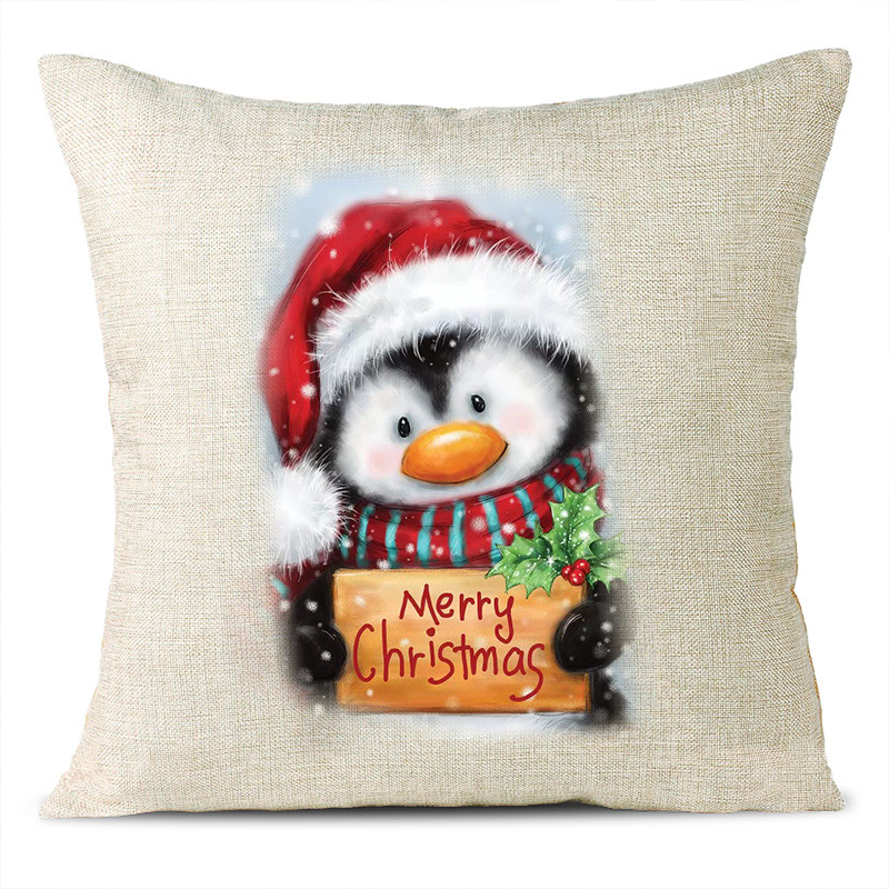 Christmas Themed Linen Pillowcase