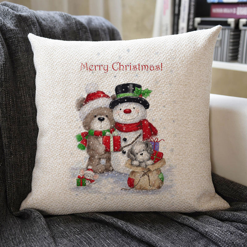 Christmas Themed Linen Pillowcase