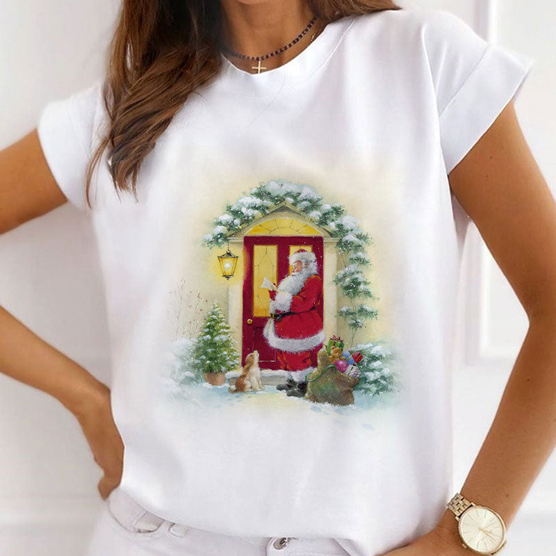 2021 Christmas Fashion White T-Shirt H