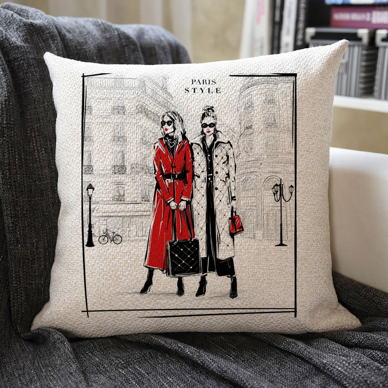 Fashion Delicate Girl Linen Pillowcase
