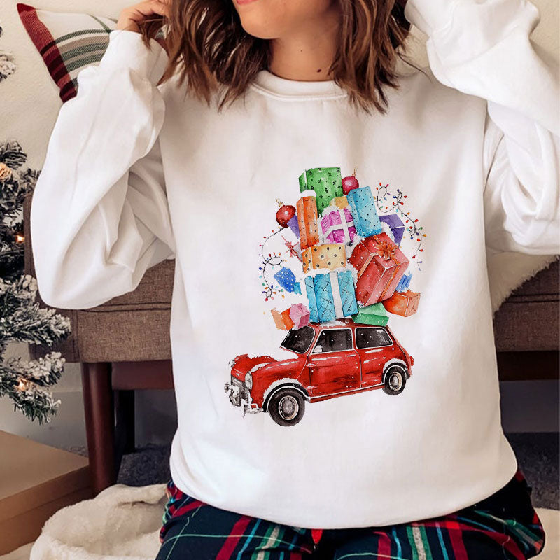 Hello Christmas O-Neck White Sweater E