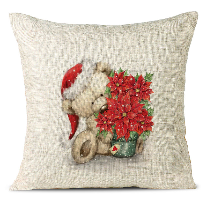 Christmas Themed Linen Pillowcase