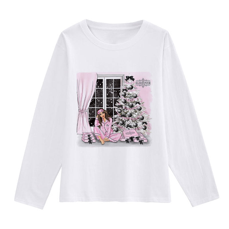 HAPPY Christmas Women White T-Shirt H