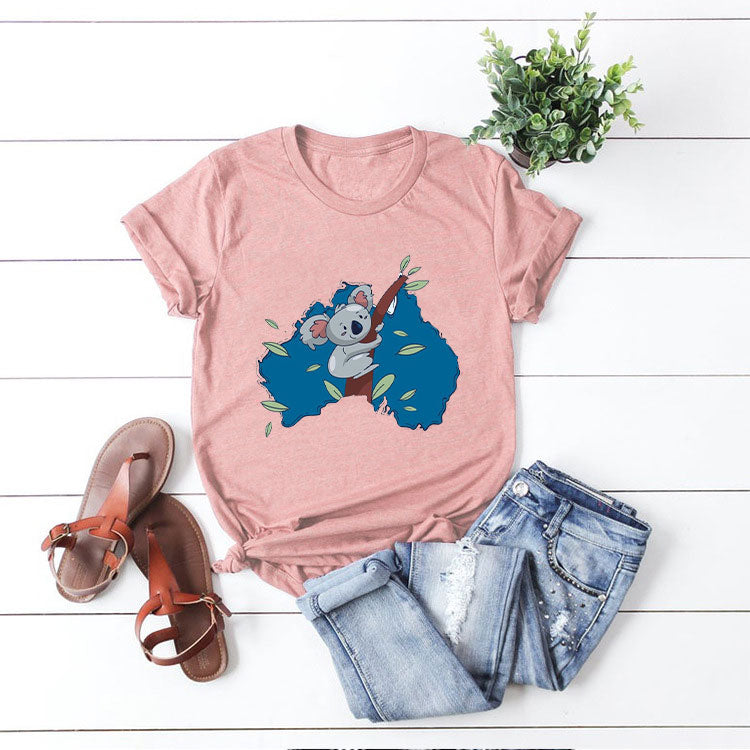 Cute Koala Printed Color T-shirt