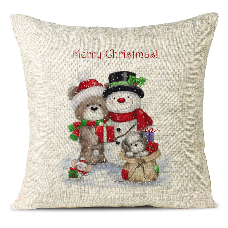 Christmas Themed Linen Pillowcase