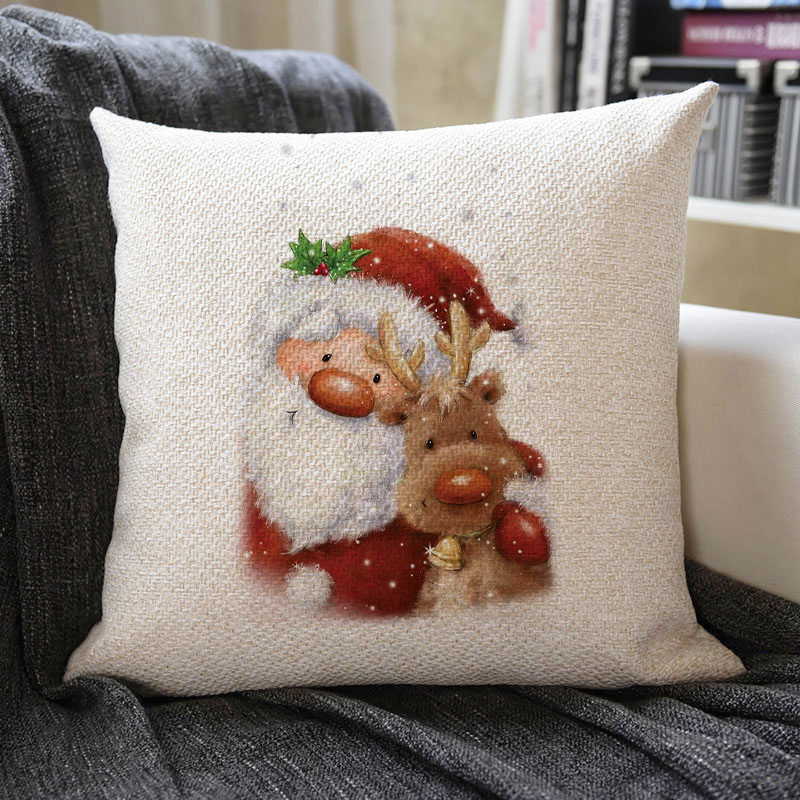 Christmas Themed Linen Pillowcase