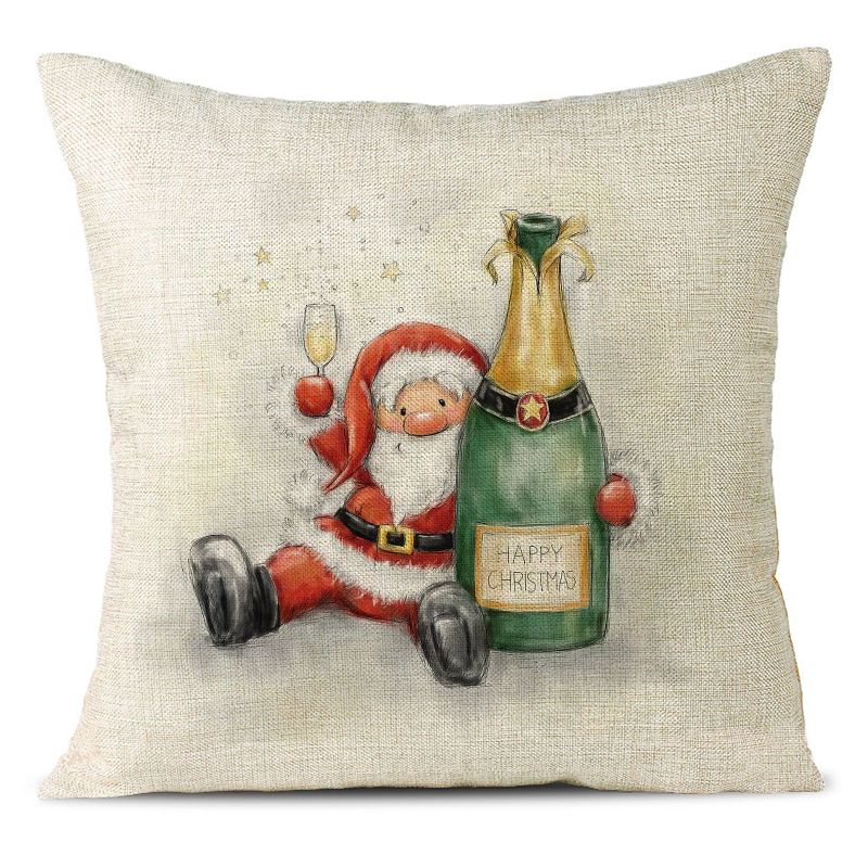 Christmas Themed Linen Pillowcase
