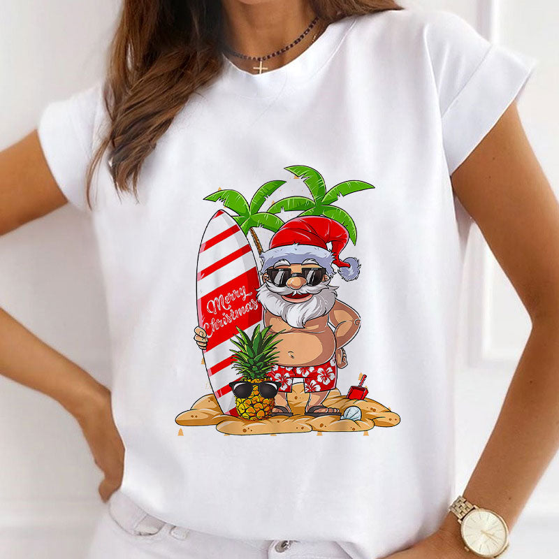 Beautiful Christmas Ladies White T-Shirt T