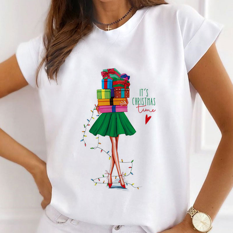 Hello Christmas Women White T-Shirt U