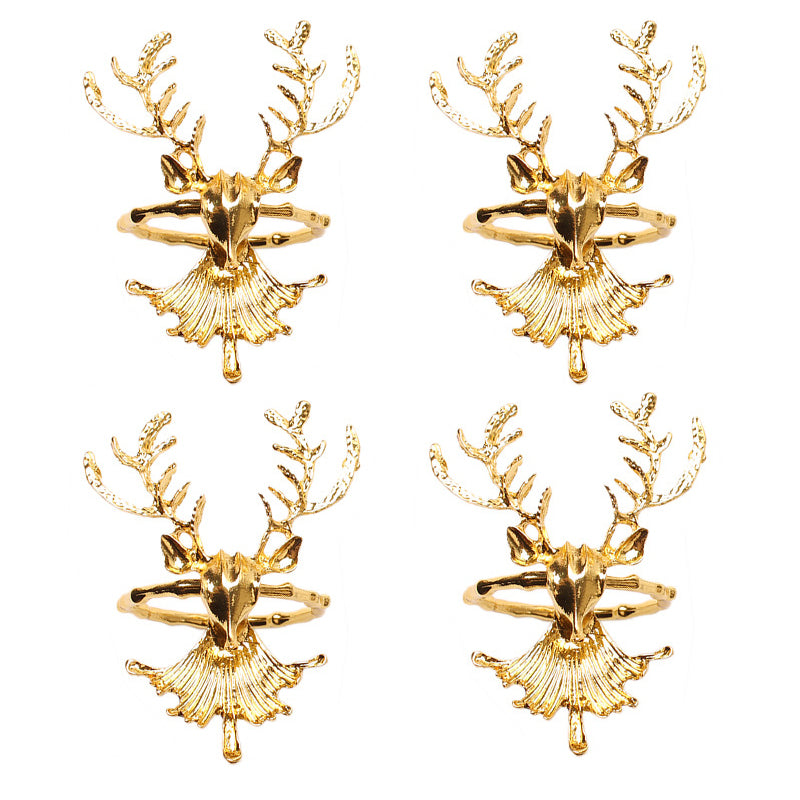 Christmas Elk Napkin Rings Set of 4