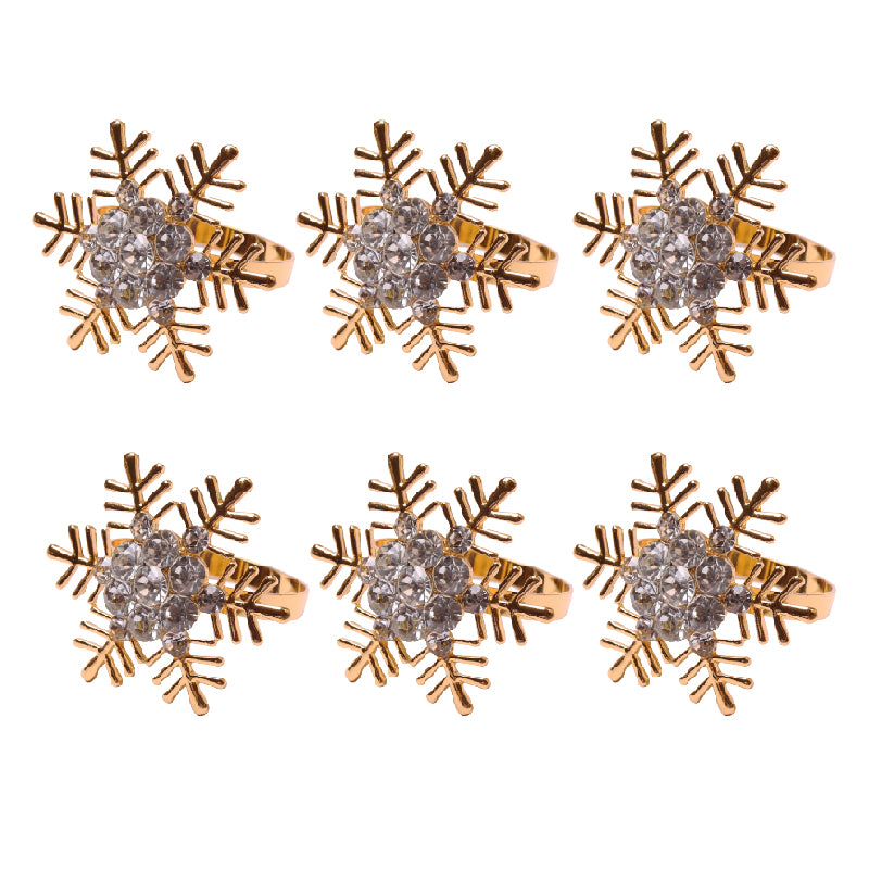 Rhinestone Christmas Snowflake Napkin Rings (Set of 6)