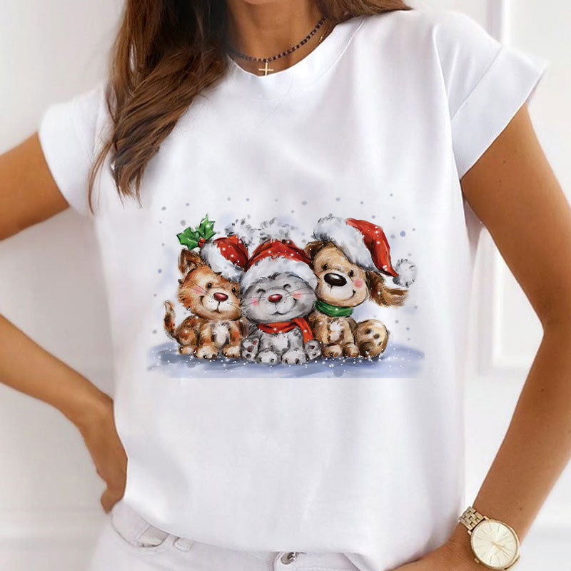 HELLO Christmas Women White T-Shirt B