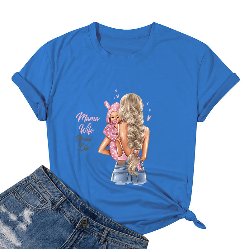 Mama Wife Blessed Life Cotton Tee