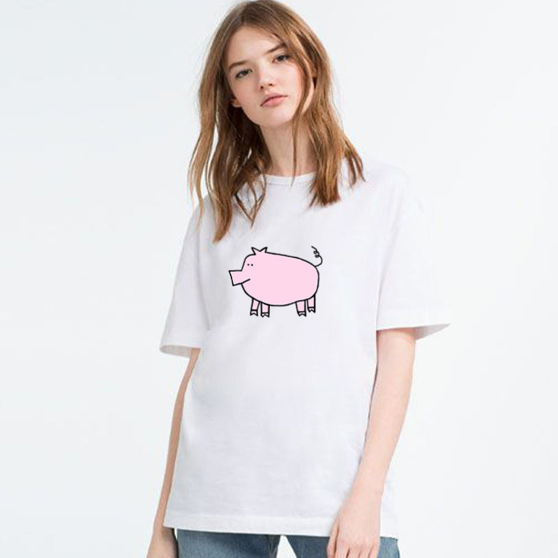 Cute Colorful Piggy Cotton Tee