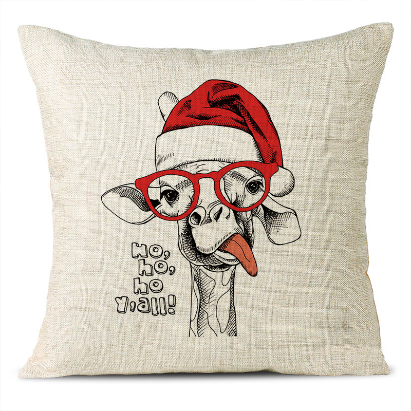 Christmas Themed Linen Pillowcase