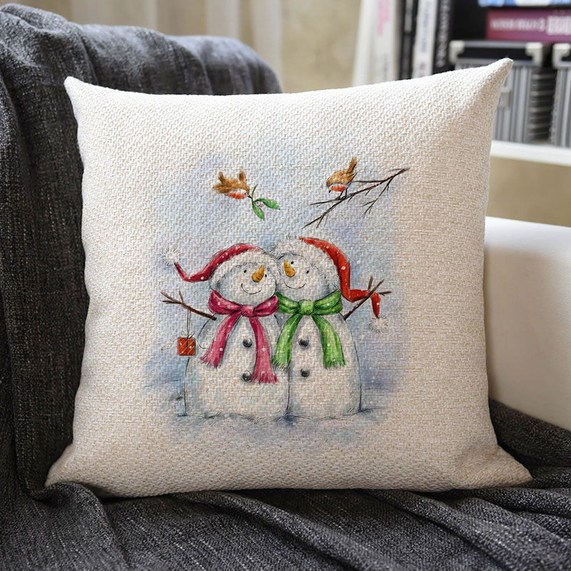 Christmas Themed Linen Pillowcase
