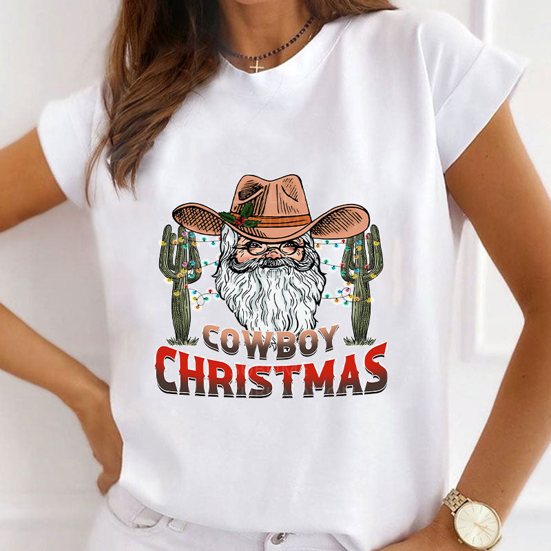 2022 Cowboy Christmas White T-Shirts