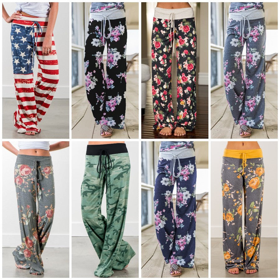 Printed Casual Wide-Leg Pants