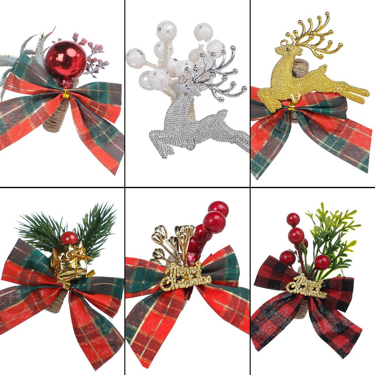 Christmas Bow Napkin Ring 6Pcs
