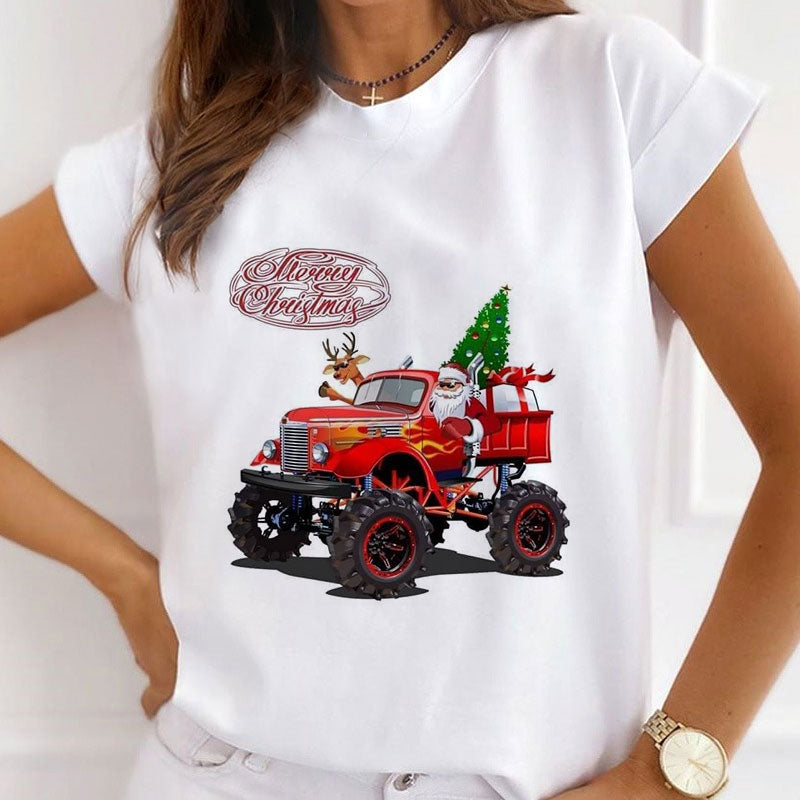 Merry Christmas Women White T-Shirt P
