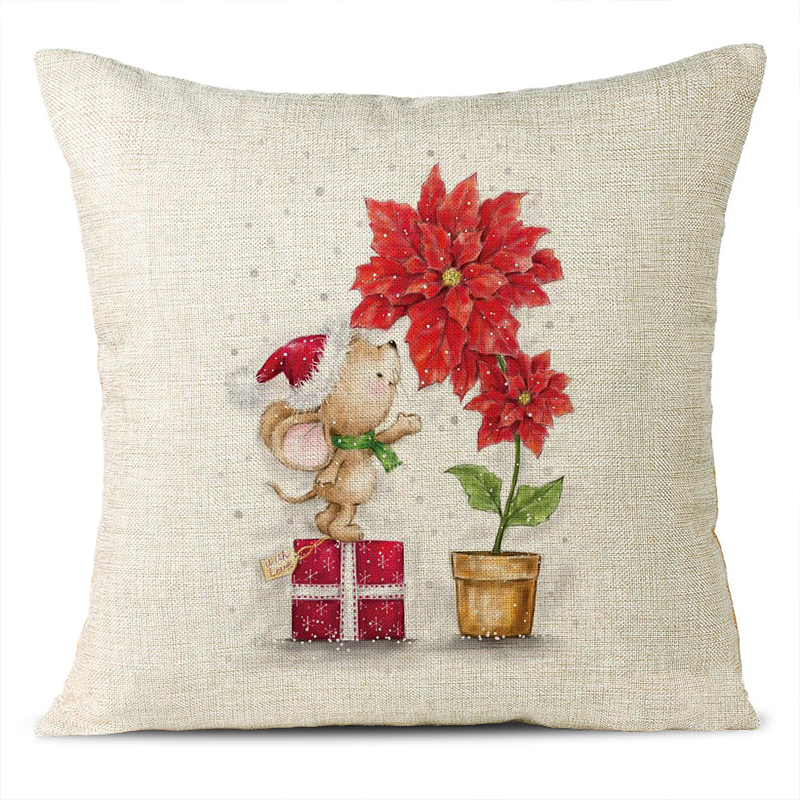 Christmas Themed Linen Pillowcase