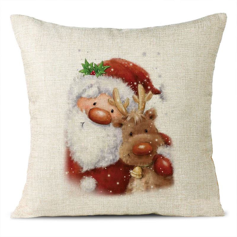 Christmas Themed Linen Pillowcase